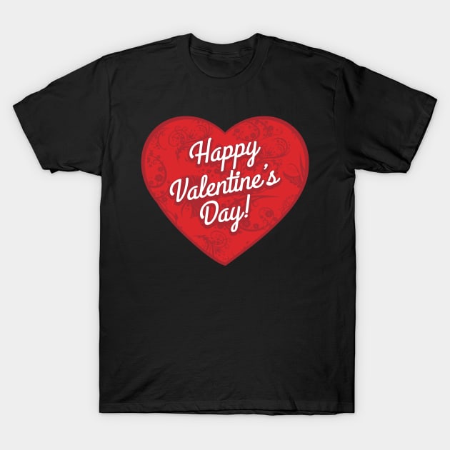 Happy Valentines Day Elegant Heart T-Shirt by RadStar